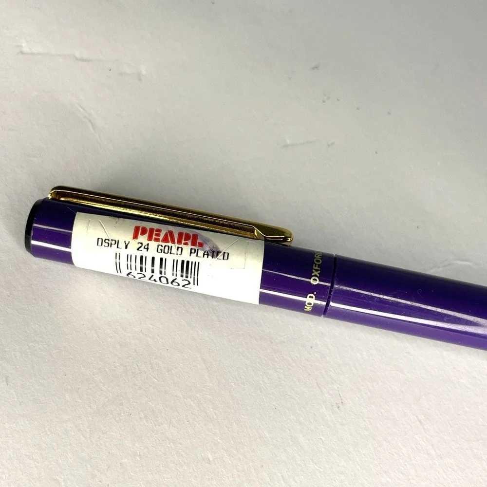 VTG Inoxcrom Pen Ball Point Blue Ink 24k Gold Plated Purple Luxury Pen
